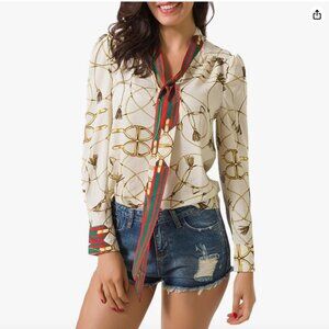 Women's Cream and Gold Blouse